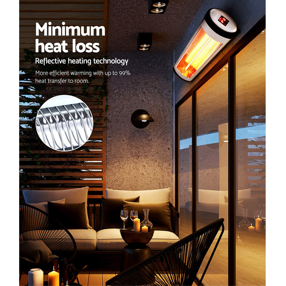 Devanti Electric Infrared Patio Heater Radiant Strip Indoor Outdoor Heaters Remote Control 1500W-Heaters-PEROZ Accessories