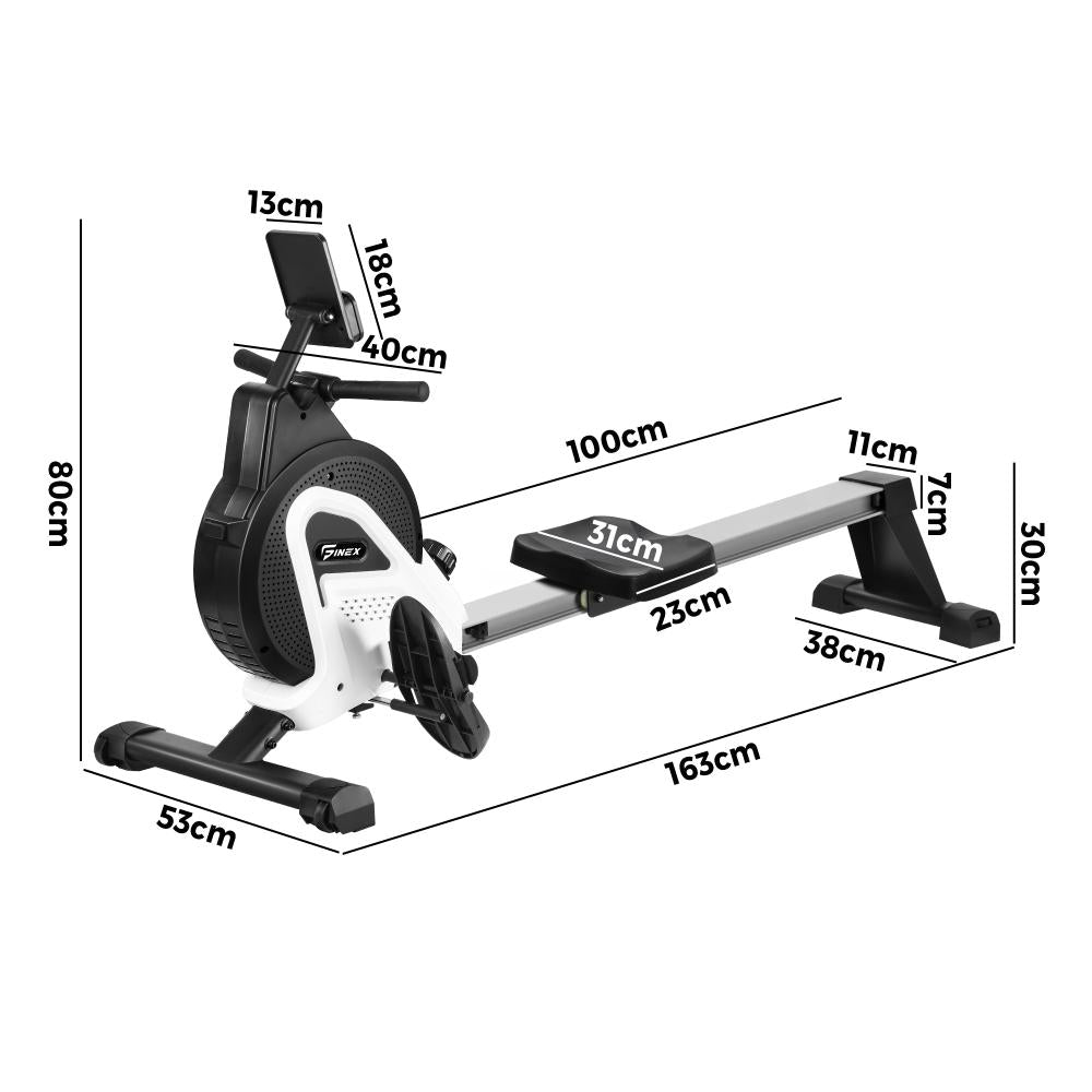 Finex Rowing Machine Rower Magnetic Resistance Fitness Workout Home Gym Cardio-Rowing Machine-PEROZ Accessories
