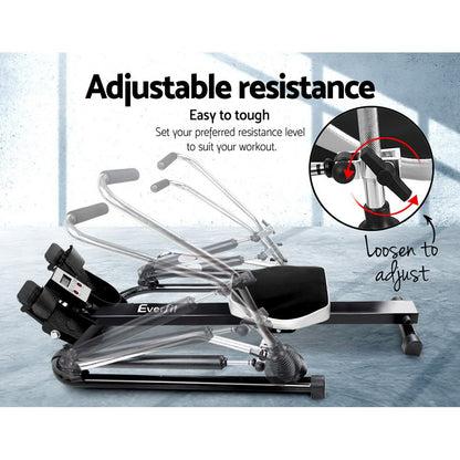 Everfit Rowing Exercise Machine Rower Hydraulic Resistance Fitness Gym Cardio-Sports &amp; Fitness &gt; Fitness Accessories-PEROZ Accessories