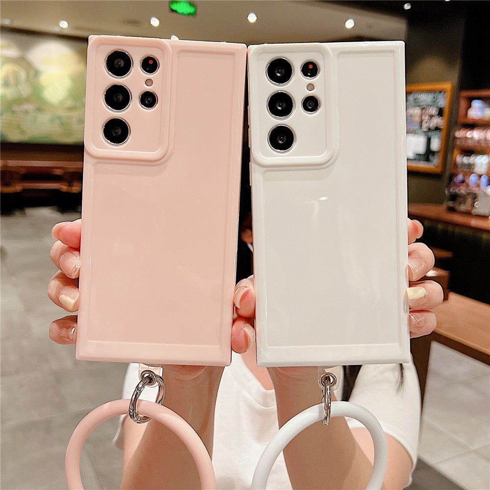 Anymob Samsung White Silicone Ring Bracelet Phone Case Candy Color Soft Shockproof Cover-Mobile Phone Cases-PEROZ Accessories