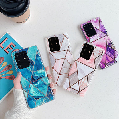 Anymob Samsung Blue Geometry Marble Case Silicon Phone Cover-Mobile Phone Cases-PEROZ Accessories