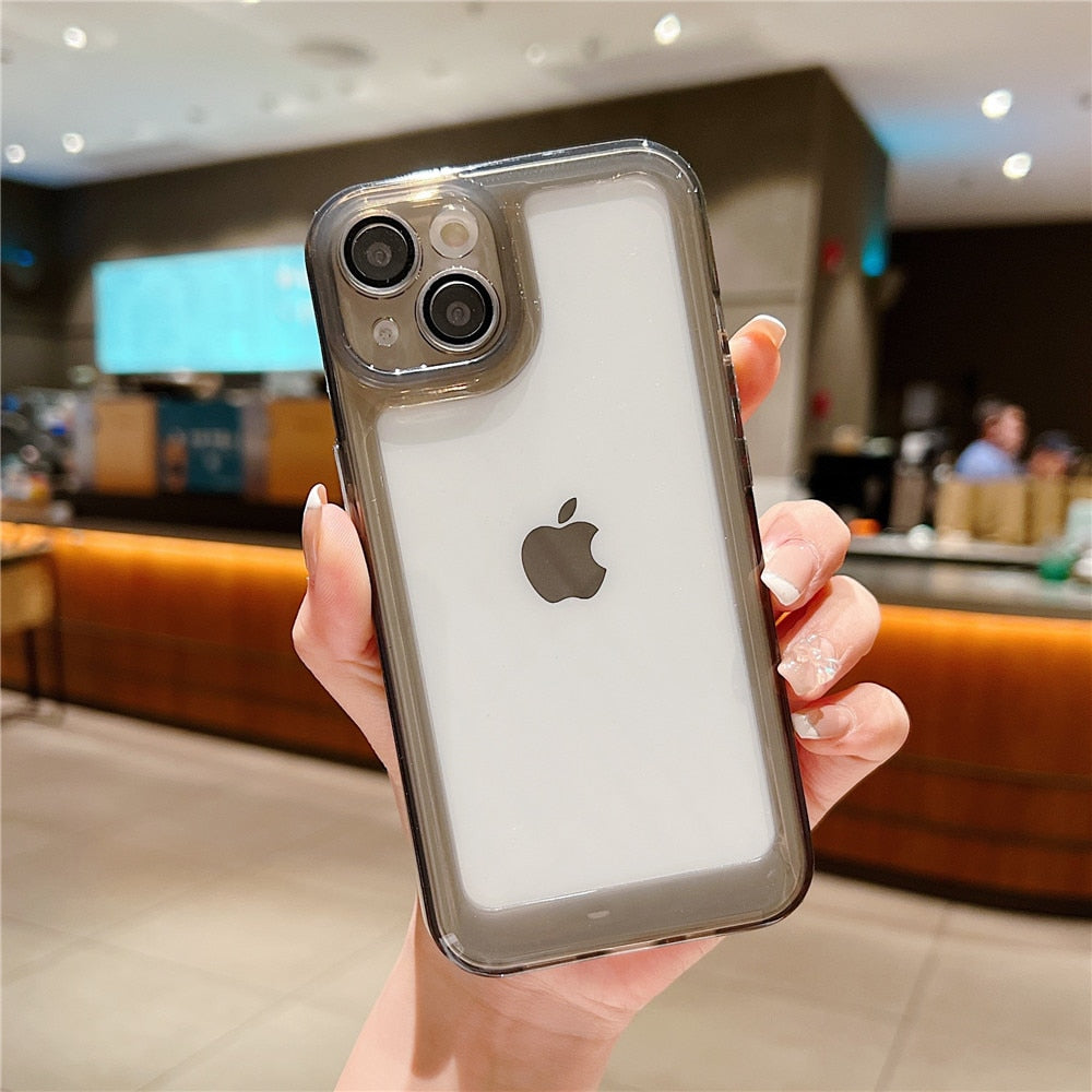 Anymob iPhone Case Pink Shockproof Clear Camera Protective Transparent Soft Candy Colors Cover-Mobile Phone Cases-PEROZ Accessories