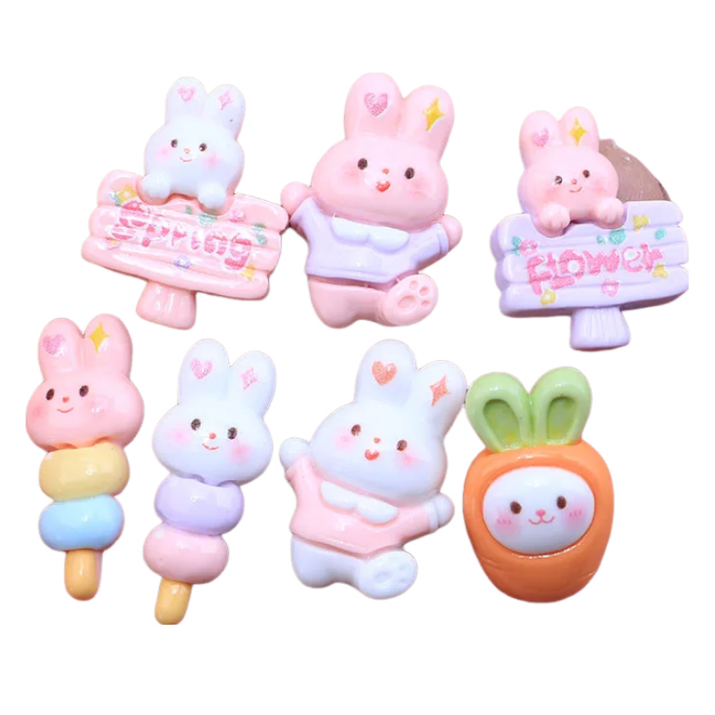 Anykidz Jibbitz Sugar Gourd Rabbit 7pcs Shoe Charm Accessories Jeans Clogs Pendants Designer Ornament for Crocs-Shoe Accessories-PEROZ Accessories