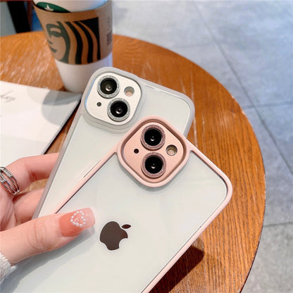 Anymob iPhone Case White Metal Glitter Camera Protection Clear Shockproof Acrylic Bumper-Mobile Phone Cases-PEROZ Accessories