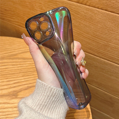 Anymob iPhone Pink Rainbow Gradient Phone Case Transparent Glitter Silicon Shockproof Cover-Mobile Phone Cases-PEROZ Accessories