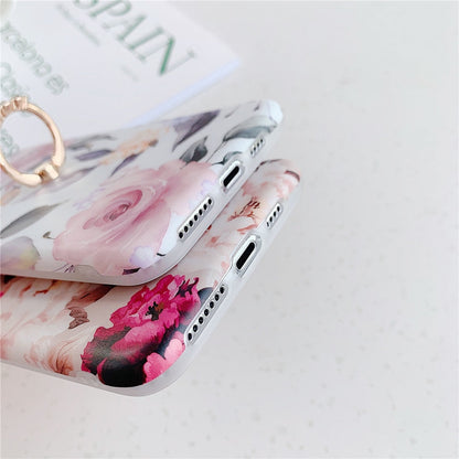 Anymob iPhone White Orchid Pattern Holder Case Flower Silicone Phone Cover-Mobile Phone Cases-PEROZ Accessories