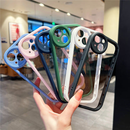 Anymob iPhone Case Blue Round Camera Protection Shockproof Soft Bumper Frame Mobile Cover iPhone 11 12 Pro Max 13 Pro Max Compatible-Mobile Phone Cases-PEROZ Accessories