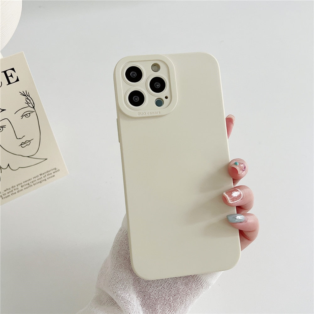 Anymob iPhone Case White Luxury Soft Liquid Silicone Phone Lens Protection Shockproof Bumper Back Cover-Mobile Phone Cases-PEROZ Accessories