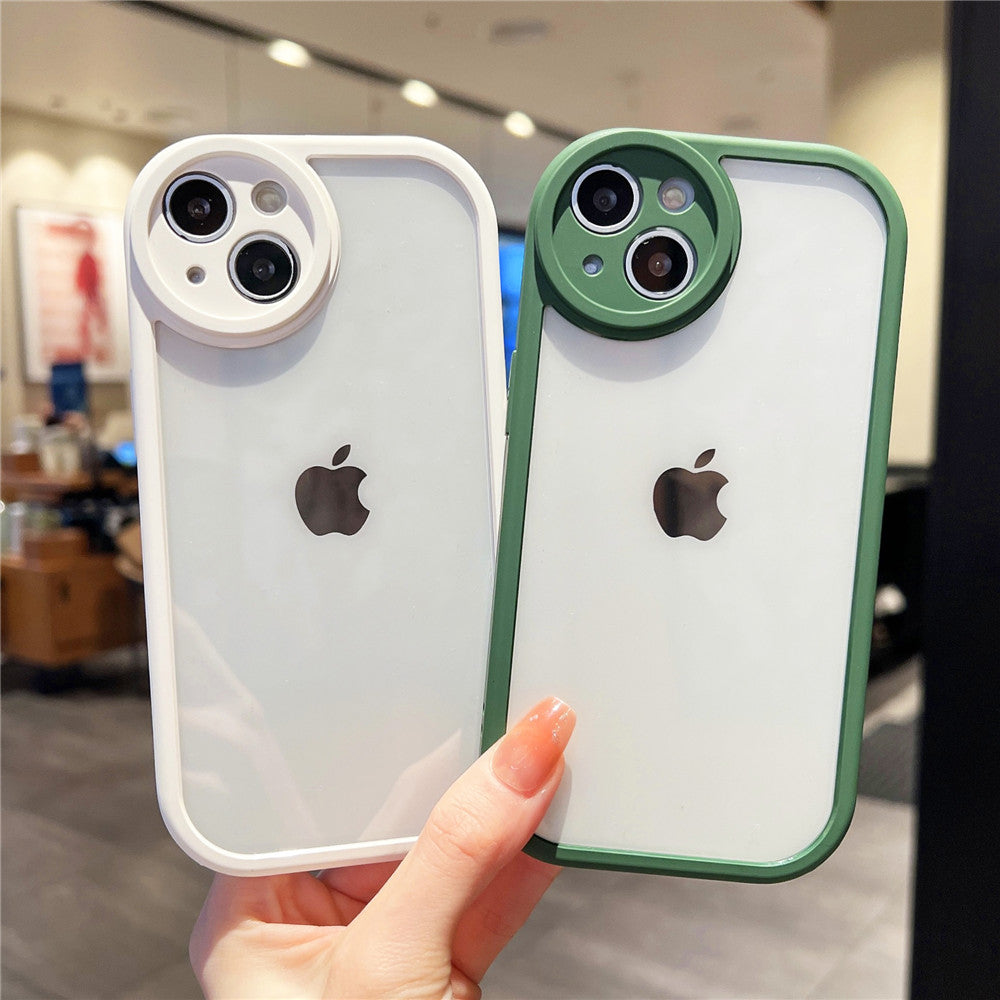 Anymob iPhone Case Pink Round Camera Protection Shockproof Soft Bumper Frame Mobile Cover iPhone 11 12 Pro Max 13 Pro Max Compatible-Mobile Phone Cases-PEROZ Accessories