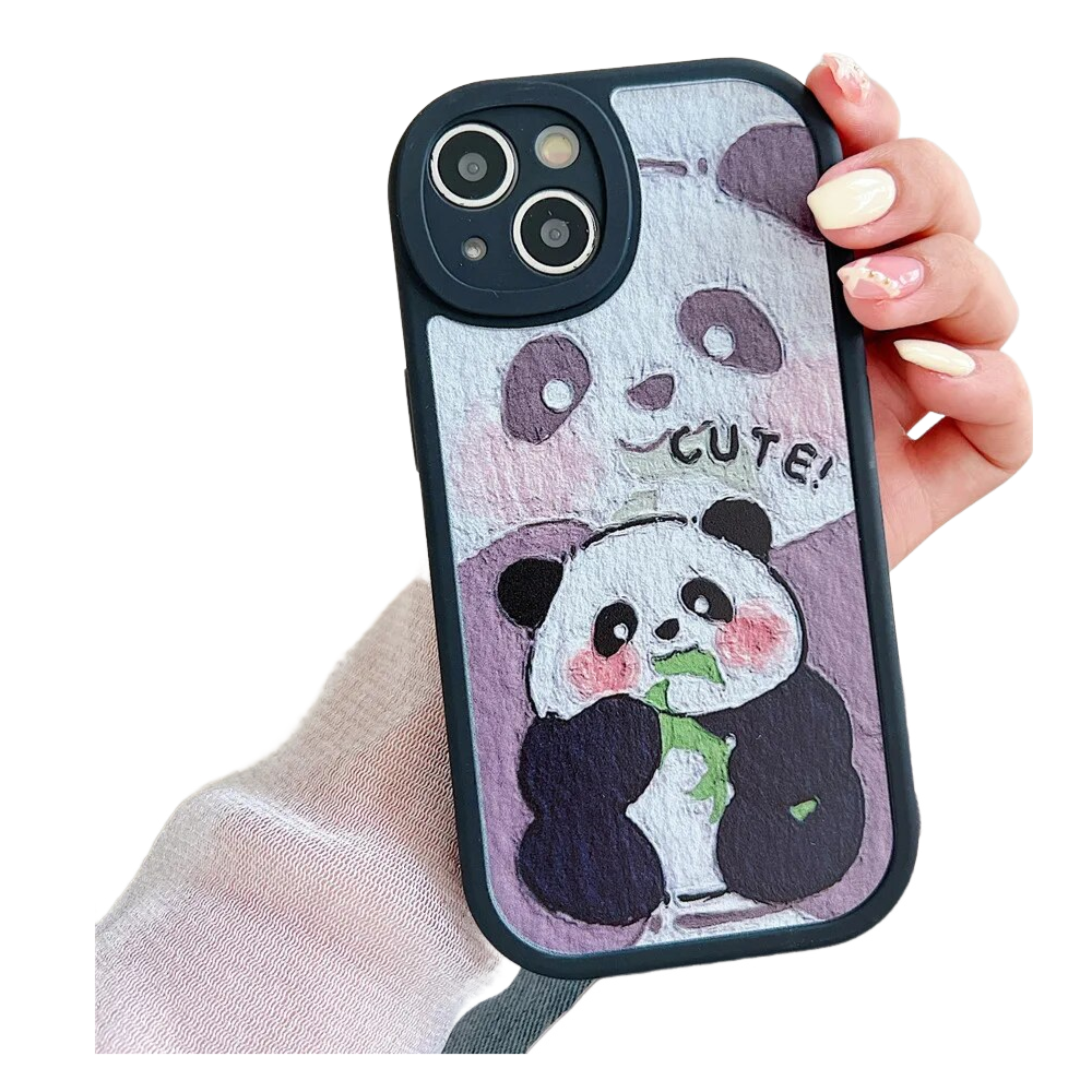 Anymob iPhone Case Shockproof Blue Cute Panda Phone Case Silicone Lens Protective Shockproof Cover-Mobile Phone Cases-PEROZ Accessories