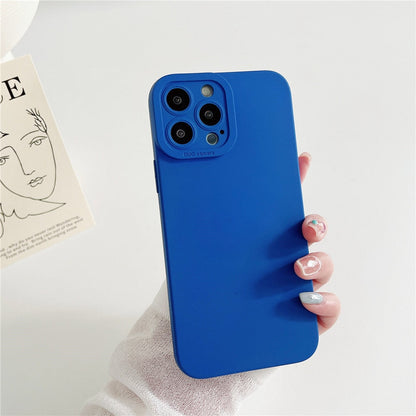 Anymob iPhone Case Blue Luxury Soft Liquid Silicone Lens Protection Shockproof Bumper Back Cover-Mobile Phone Cases-PEROZ Accessories