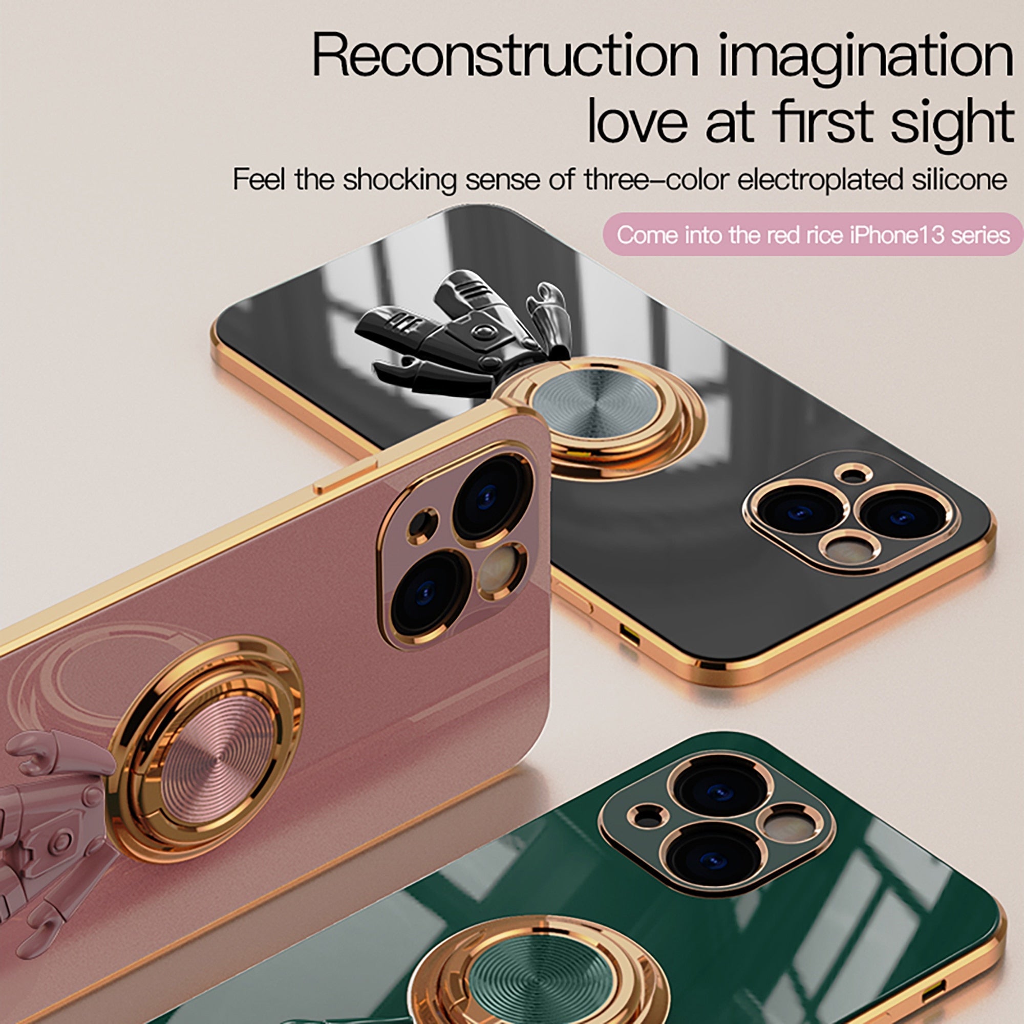 Anymob iPhone White Astronaut Magnetic Bracket Phone Case Plating Shell-Mobile Phone Cases-PEROZ Accessories