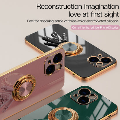 Anymob iPhone White Astronaut Magnetic Bracket Phone Case Plating Shell-Mobile Phone Cases-PEROZ Accessories