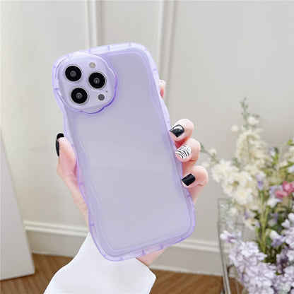 Anymob iPhone Case Pink Creative Wavy Edge Transparent Cute Camera Lens Protective Cover-Mobile Phone Cases-PEROZ Accessories
