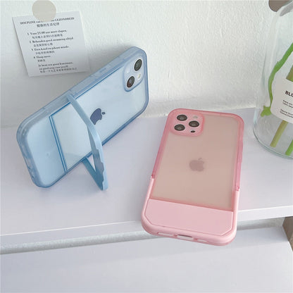 Anymob iPhone Case Brown Candy Color Stand Holder Bracket Soft Transparent Silicon Shockproof Cover-Mobile Phone Cases-PEROZ Accessories