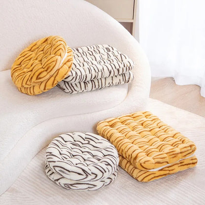 Anyhouz Plush Pillow Yellow Square Double Biscuit Shape Stuffed Soft Pillow Seat Cushion Room Decor-Pillow-PEROZ Accessories