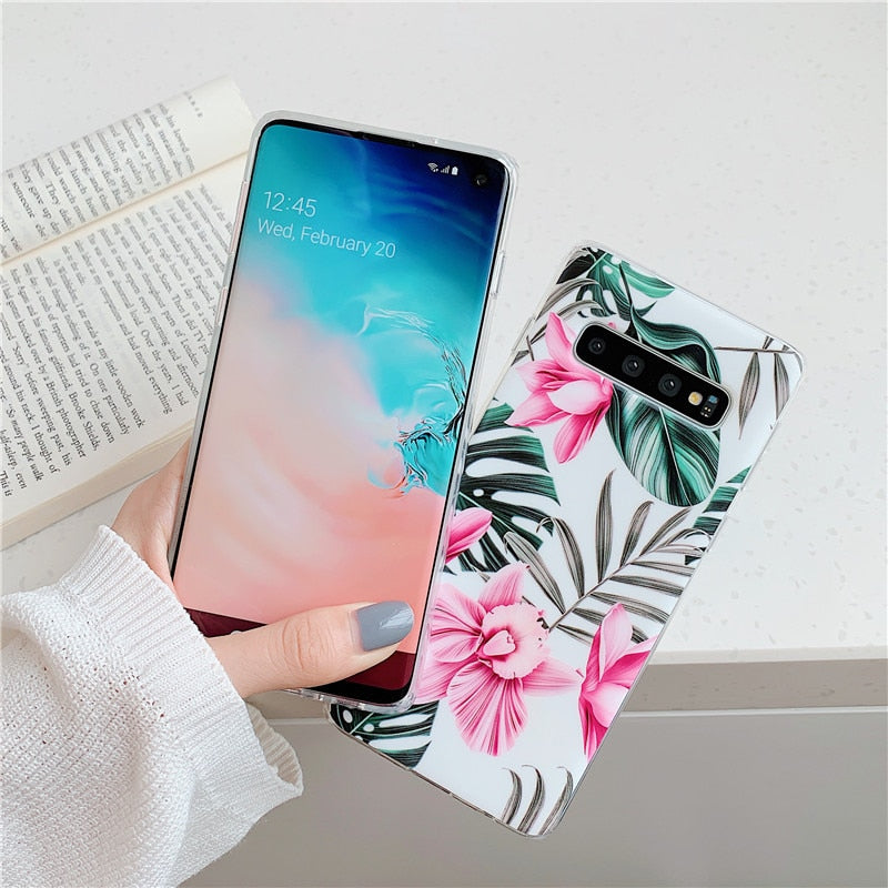 Anymob Samsung Case Green Floral Design Art Leaf Flower Silicon Without Holder Stand Phone Cover-Mobile Phone Cases-PEROZ Accessories