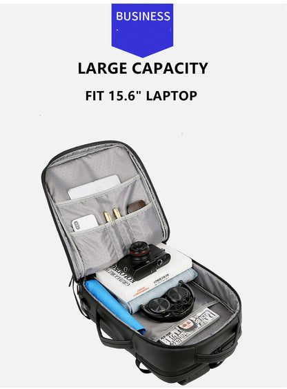 Anypack Backpack Grey Large 15.6 inch Laptop Luggage Rucksack Waterproof Bag Pack USB Charging Travel Camera Student Bag-Backpacks-PEROZ Accessories