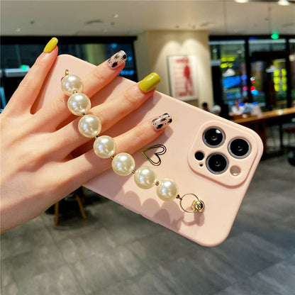 Anymob iPhone Case Mint Green Soft Pearl Bracelet Love Heart Silicone Bumper Cover-Mobile Phone Cases-PEROZ Accessories