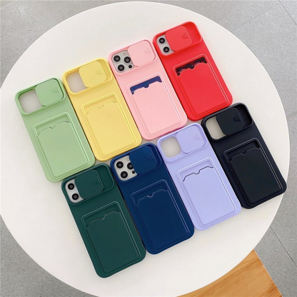 Anymob iPhone Case Dark Blue Push Window Slide Camera Protection Soft Silicone Cover-Mobile Phone Cases-PEROZ Accessories