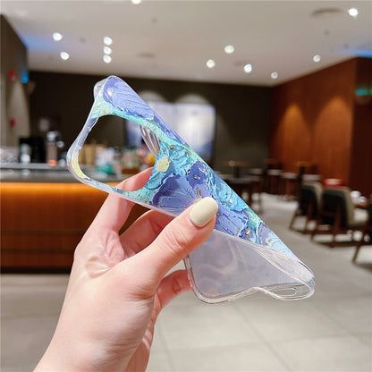 Anymob iPhone Case White Cute Oil Painting Flower Soft Silicon Back Cover Bumper-Mobile Phone Cases-PEROZ Accessories