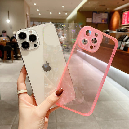 Anymob iPhone Blue Love Heart Transparent Phone Case Fluorescent Soft Bumper Back Cover-Mobile Phone Cases-PEROZ Accessories