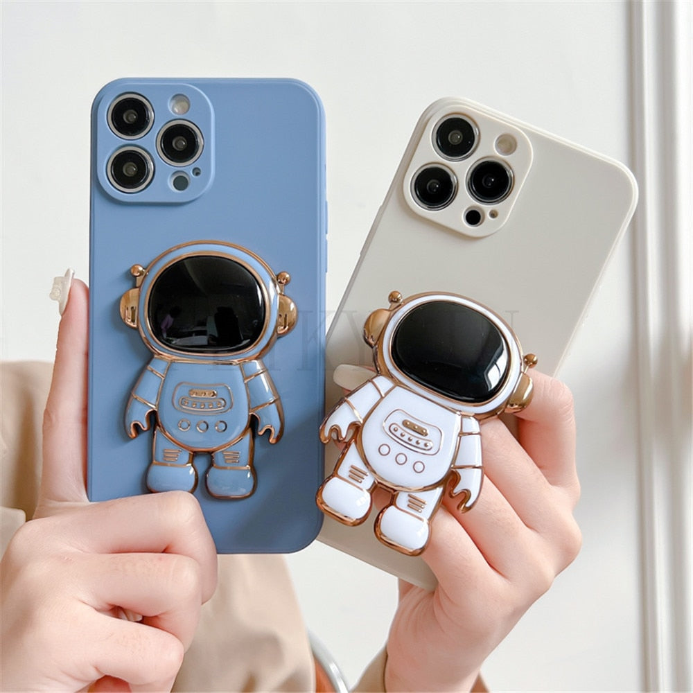 Anymob iPhone Black 3D Astronaut Folding Stand Shockproof Soft Silicon Cover-Mobile Phone Cases-PEROZ Accessories