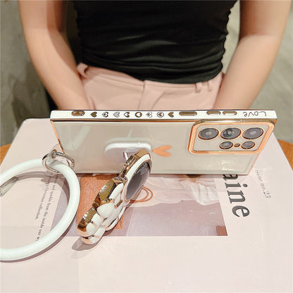 Anymob Samsung Case Gold White Plating Astronaut Bracelet Bracket Ultra Electroplate Soft Silicone Phone Back Cover-Mobile Phone Cases-PEROZ Accessories