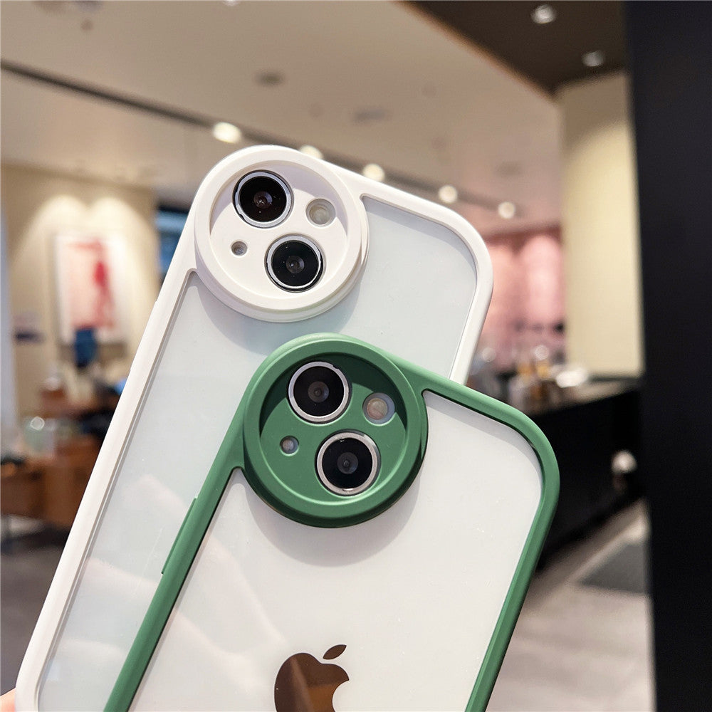 Anymob iPhone Case White Round Camera Protection Shockproof Soft Bumper Frame Mobile Cover iPhone 11 12 Pro Max 13 Pro Max Compatible-Mobile Phone Cases-PEROZ Accessories