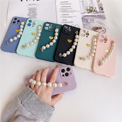 Anymob iPhone Lavender Love Heart Pearl Bracelet Phone Case Mini Soft Silicone Back Cover-Mobile Phone Cases-PEROZ Accessories