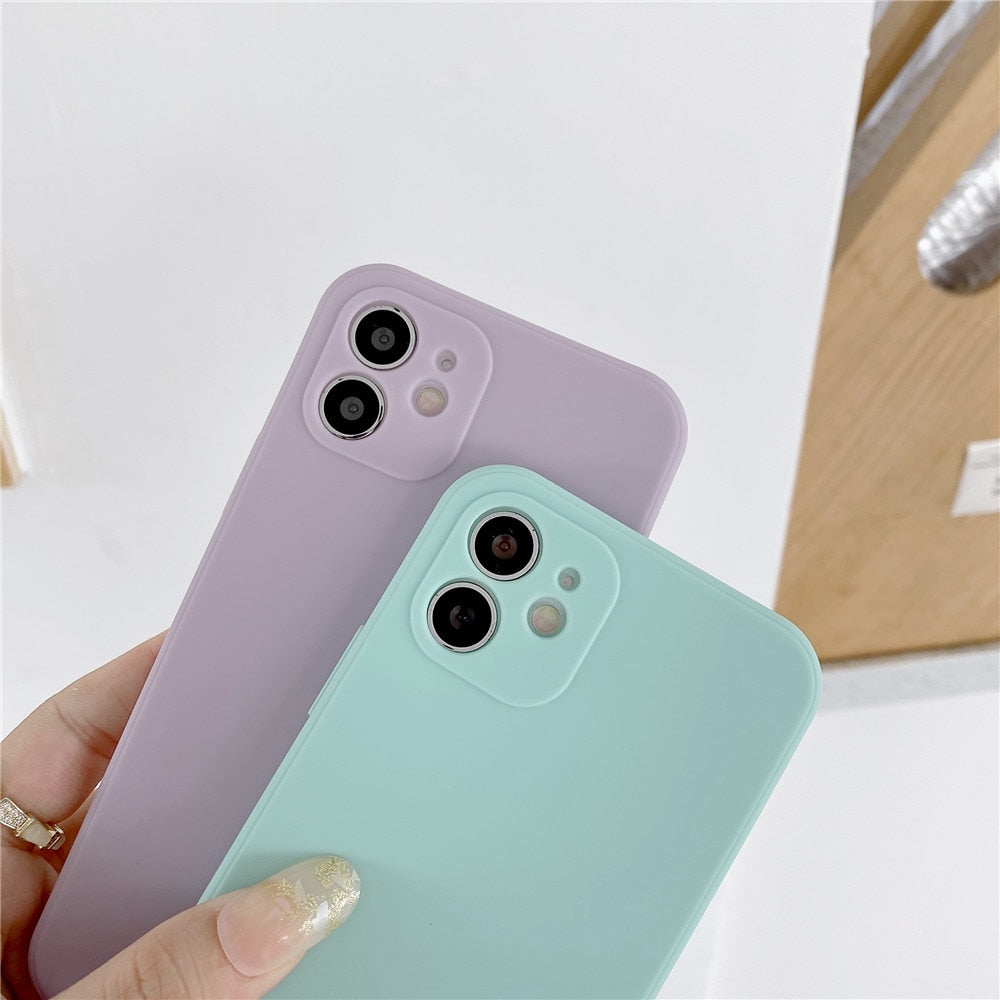 Anymob iPhone Case Light Purple Candy Color Straight Edge Soft Silicone Cover-Mobile Phone Cases-PEROZ Accessories