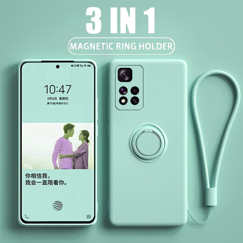 Anymob Xiaomi Redmi Case Peach Stand Ring Holder Strap Liquid Silicon Cover Phone Protection-Mobile Phone Cases-PEROZ Accessories