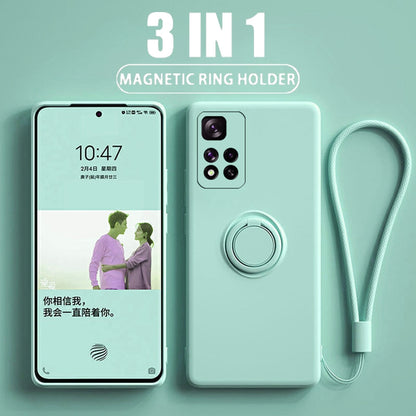 Anymob Xiaomi Redmi Case Peach Stand Ring Holder Strap Liquid Silicon Cover Phone Protection-Mobile Phone Cases-PEROZ Accessories