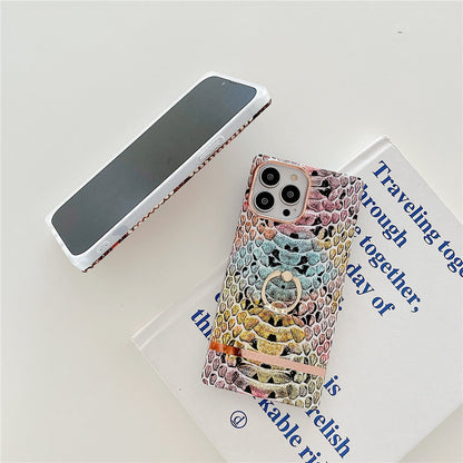 Anymob iPhone Case Pink Snake Skin Pattern Silicon Cover With Ring Holder-Mobile Phone Cases-PEROZ Accessories