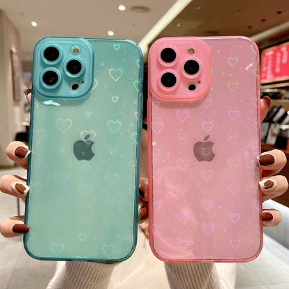 Anymob iPhone Blue Love Heart Transparent Phone Case Fluorescent Soft Bumper Back Cover-Mobile Phone Cases-PEROZ Accessories