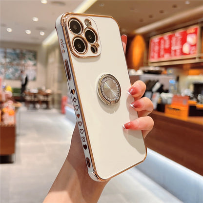 Anymob iPhone Case White Soft Electroplated Stand Ring Bumper Silicon Back Cover-Mobile Phone Cases-PEROZ Accessories