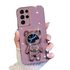 Anymob Samsung Case Pink Shiny Glitter Quicksand Astronaut Phone Electroplate Stand Holder Cover-Mobile Phone Cases-PEROZ Accessories