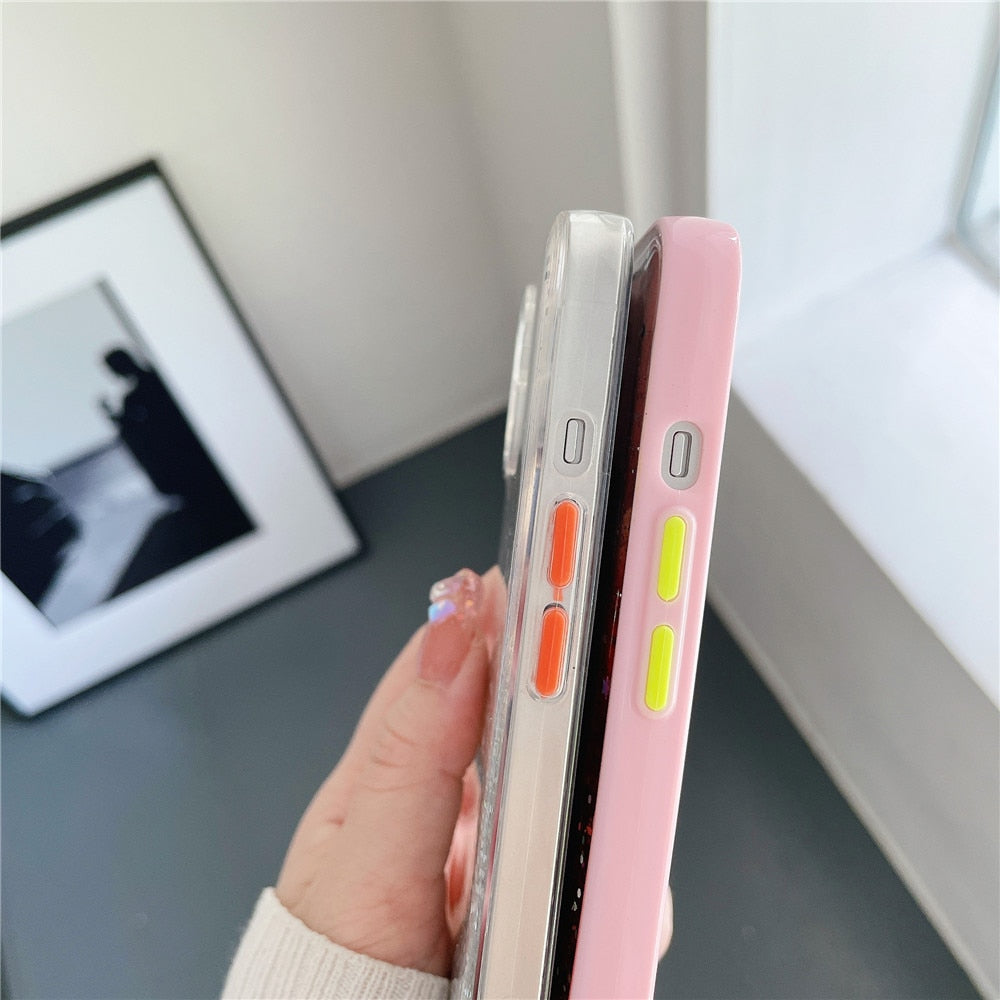 Anymob iPhone Case Black Gradient Glitter With Ring Lens Protection Soft Bumper-Mobile Phone Cases-PEROZ Accessories