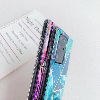 Anymob Samsung White Geometry Marble Case Silicon Phone Cover-Mobile Phone Cases-PEROZ Accessories
