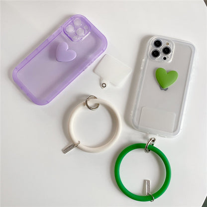 Anymob iPhone Case Yellow 3D Love Heart Silicone Wristband Transparent Soft Bumper Back Cover-Mobile Phone Cases-PEROZ Accessories
