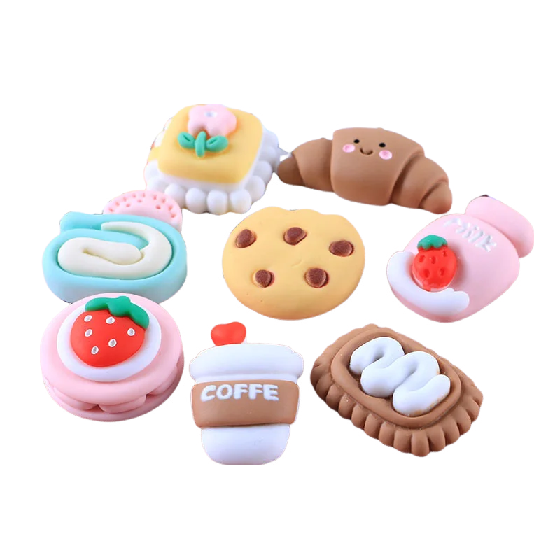 Anykidz Jibbitz Bread and Coffee 8pcs Shoe Charm Accessories Jeans Clogs Pendants Designer Ornament for Crocs-Shoe Accessories-PEROZ Accessories