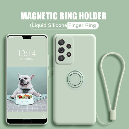 Anymob Samsung Case Blue Magnetic Ring Holder Soft Silicone Phone Strap Cover Protection-Mobile Phone Cases-PEROZ Accessories