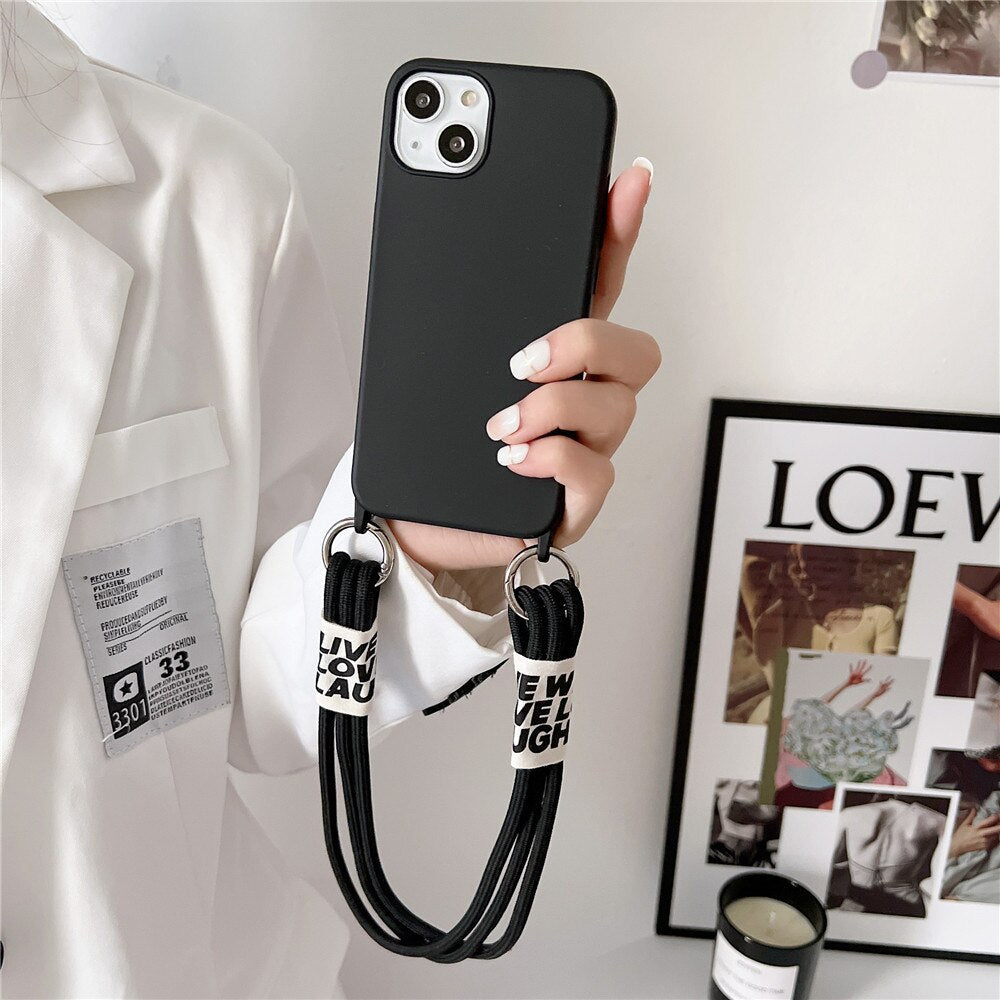 Anymob iPhone Case Coffee Brown Lanyard Strap Soft Silicon Wristband Rope Matte Cover-Mobile Phone Cases-PEROZ Accessories