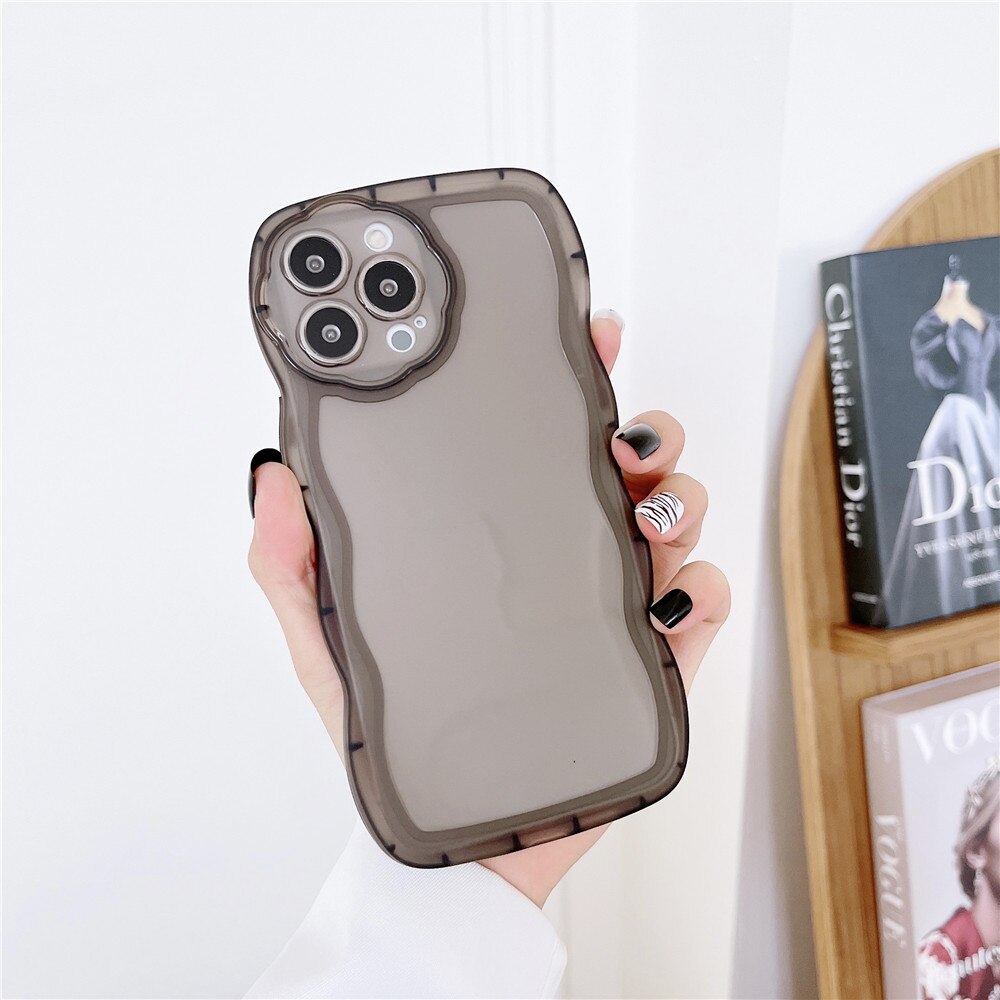 Anymob iPhone Case White Curly Wavy Shockproof Bumper Transparent Silicon Cover-Mobile Phone Cases-PEROZ Accessories