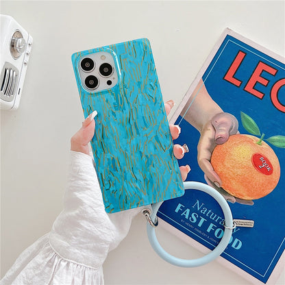 Anymob iPhone Case Orange Square Marble Shell Pattern WristBand Shockproof Soft Silicon Bracelet Cover-Mobile Phone Cases-PEROZ Accessories