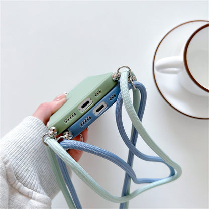 Anymob iPhone Case Mint Green Crossbody Necklace Strap Lanyard Soft Silicone Cover-Mobile Phone Cases-PEROZ Accessories