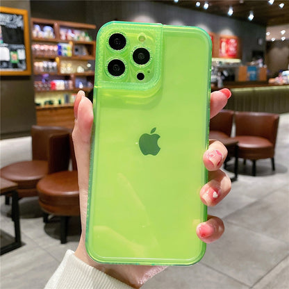 Anymob iPhone Case Pink Diamond Camera Protection Clear Fluorescent Neon Soft Silicone Gel Cover-Mobile Phone Cases-PEROZ Accessories