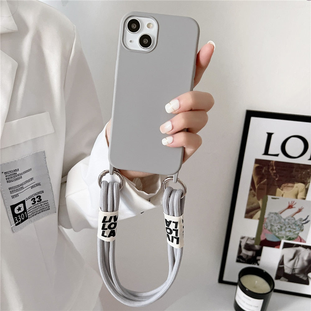 Anymob iPhone Case Green Simple Wrist Lanyard Strap Cord Lanyard Soft Silicone Cover-Mobile Phone Cases-PEROZ Accessories