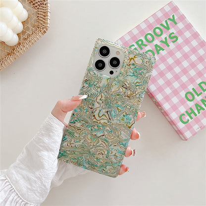 Anymob iPhone Case Ocean Blue Square Shell Texture Shockproof Soft Silicone Cover Bumper-Mobile Phone Cases-PEROZ Accessories