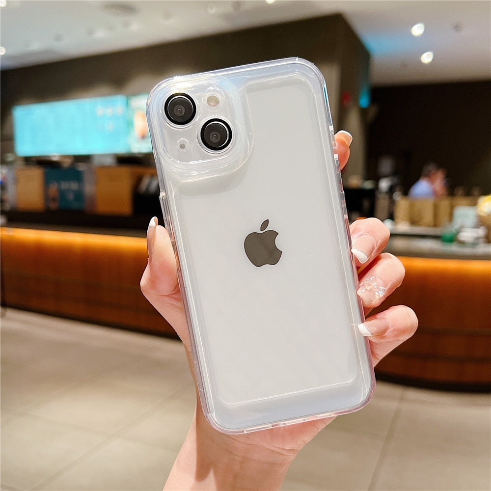 Anymob iPhone Case Pink Shockproof Clear Camera Protective Transparent Soft Candy Colors Cover-Mobile Phone Cases-PEROZ Accessories